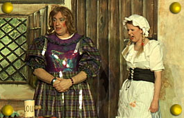 Jill with John Robinson as the Dame - Photo: George Day