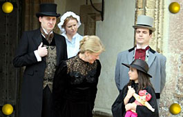 As Martha with Francesca Scott as Mary, Alison Moore as Mrs Medlock, Gary Robson as Neville Craven and Sean Andrews as Archibald Craven - Photo: Claire Borovac